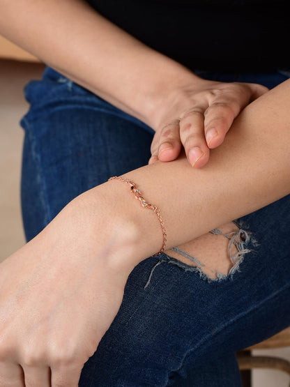 Copper Sterling Silver Plated Charm Bracelet for Women & Girls