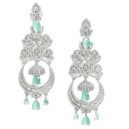 American Diamond Floral Chandelier Drop Earrings