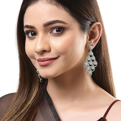 Drop earrings with diamond style sparkle