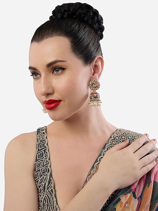 Meenakari drop earrings with vibrant handcrafted finish