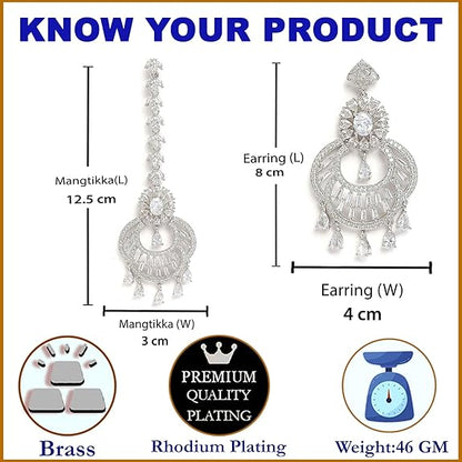 American diamond chandbali earrings with premium sparkle