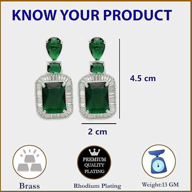 American Diamond Crystal Studded Drop Earrings