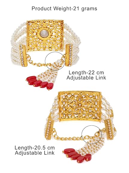 Bracelet with a Pearl and Kundan Traditional Wedding Collection (Set of 2)