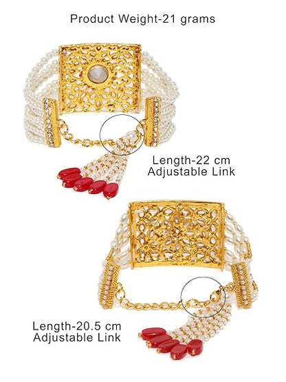 Bracelet with a Pearl and Kundan Traditional Wedding Collection (Set of 2)
