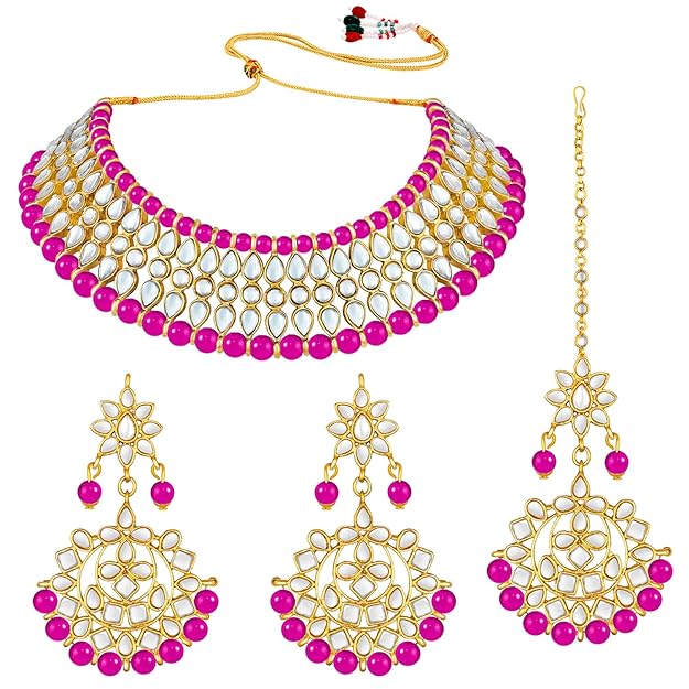 Kundan Necklace White Pearl Set