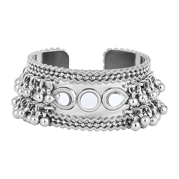 Adjustable Cuff Bracelets Silver Ghungroo Kada