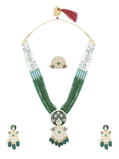 Meenakari Kundan Green Pink Necklace