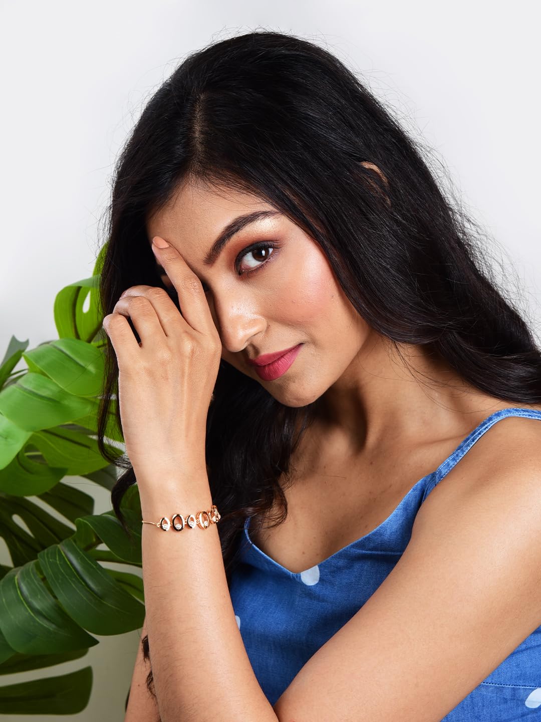 Adjustable Diamond Crystal Rose Gold Charm Bracelet