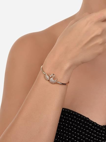 Rose Gold Bracelet Charm with Cubic Zirconia Contemporary Kada (Set of 2)