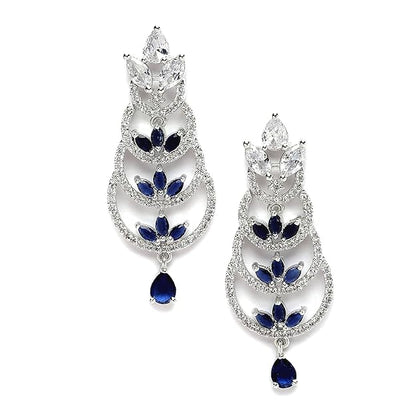 American Diamond Crescent Dangle Earrings