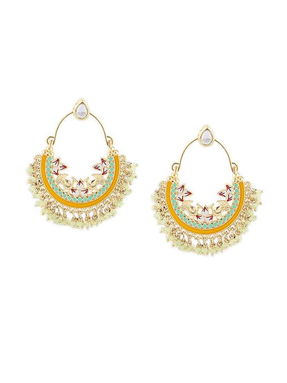 Meenakari Jhumka in Multicolor Meenakari Cluster Beads Drop Chandbali Design