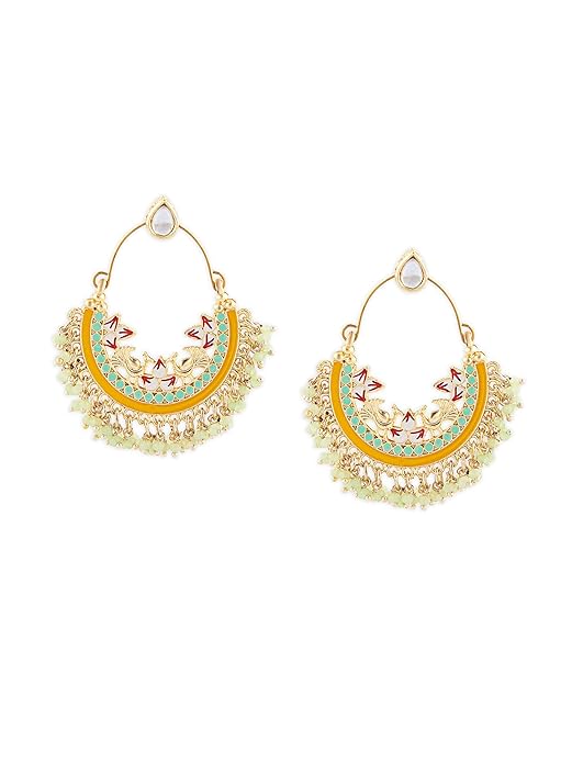 Multicolor Meenakari Chandbali Jhumka Earrings
