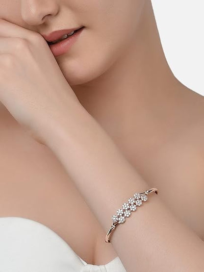 Cubic Zirconia Rose Gold Bracelet For Women (2 Pcs)