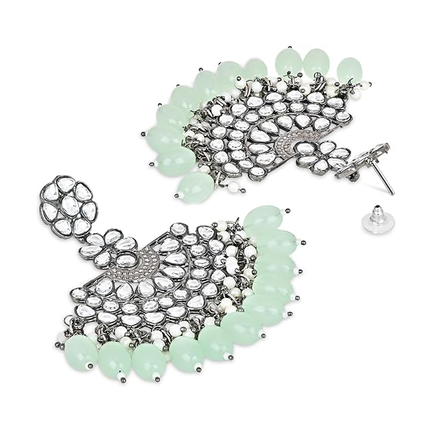 Pure silver chandbali earrings with traditional Indian craftsmanship