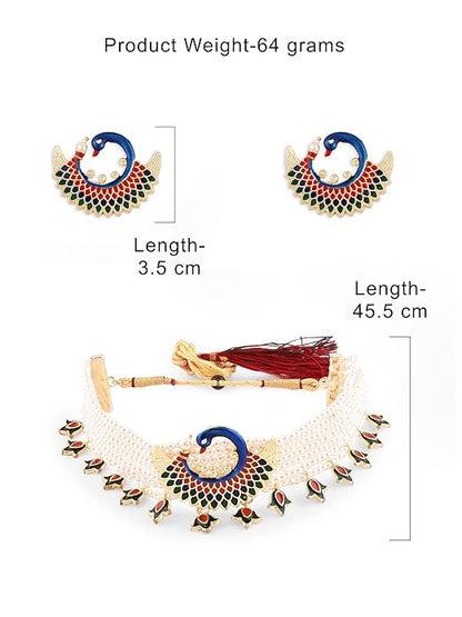 Meenakari necklace with colorful handcrafted detailing