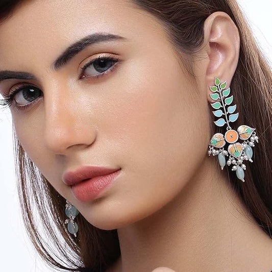 Silver leaf earrings with delicate nature inspired design