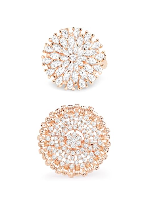 Cubic Zirconia Rose Gold Ring Set of 2