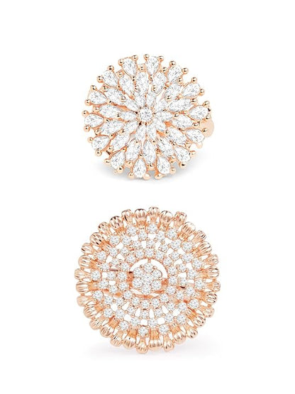 Cubic Zirconia Rose Gold Ring Set of 2