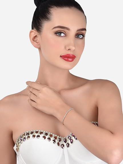 Rose Gold Tennis Bracelet with Contemporary Cubic Zirconia Finish (Set of 2)