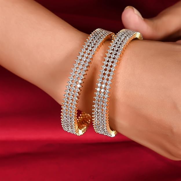 AD Jewellery White American Diamond Bangles