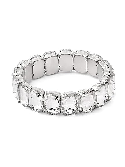 Silver Bracelets for Ladies with Dazzling Stone Party Bling Design