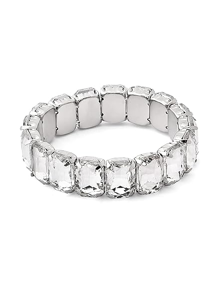 Silver Bracelets for Ladies with Dazzling Stone Party Bling Design