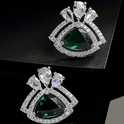 American Diamond Triangular Stud Earrings