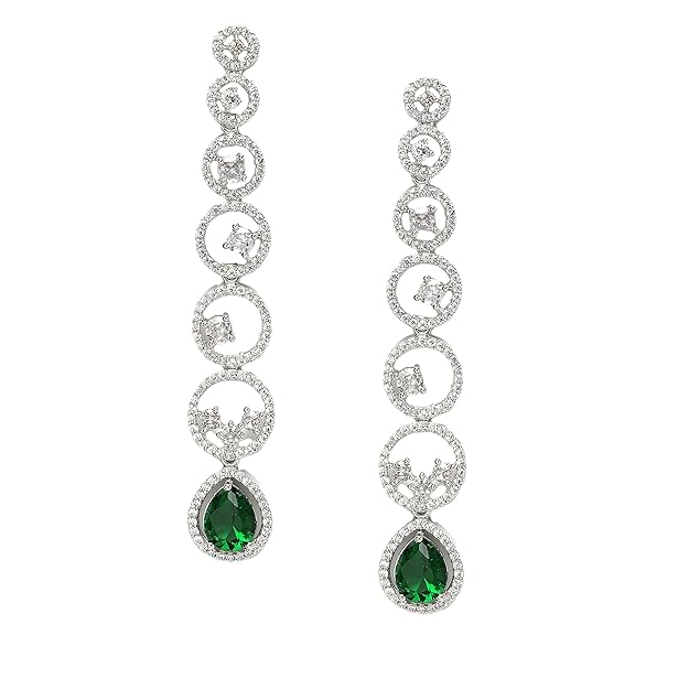American Diamond Circular Drop Earrings