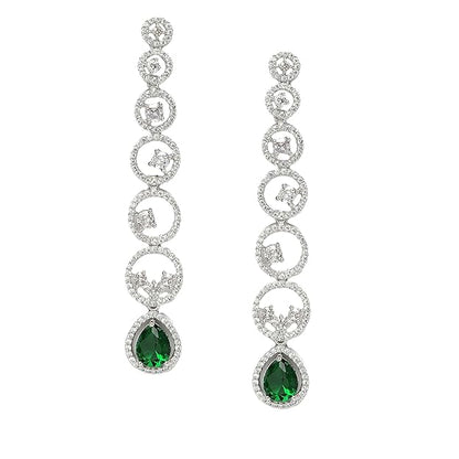 American Diamond Circular Drop Earrings