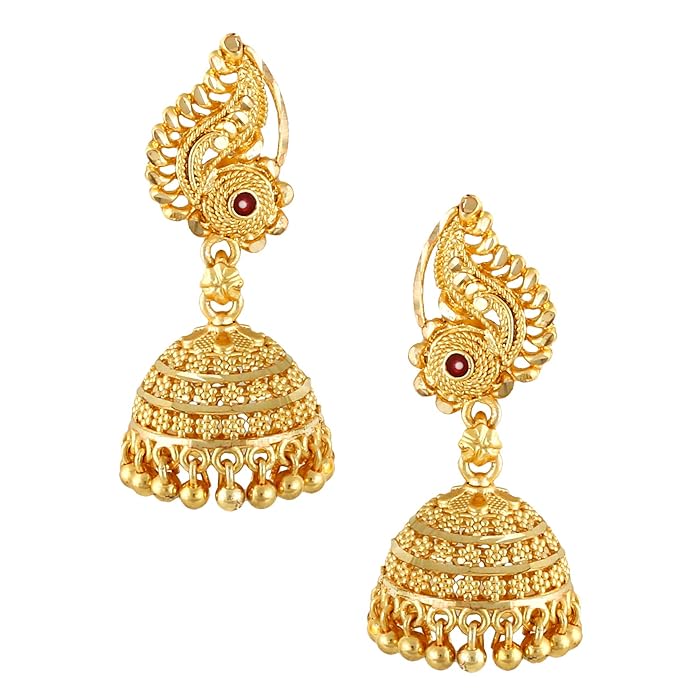 Meenakari Peacock Ruby Jhumki Earrings Set