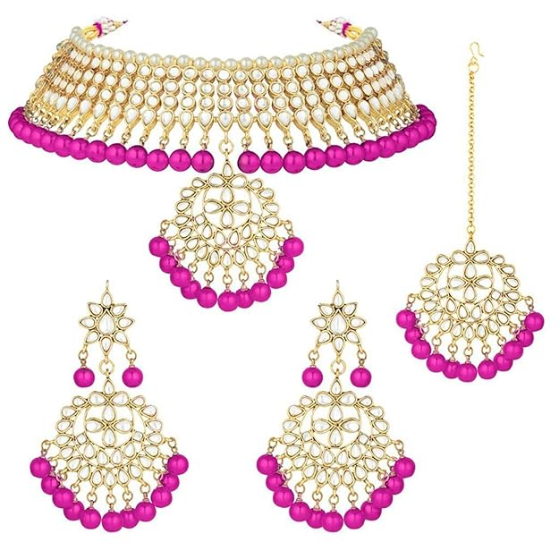 Bridal Kundan Jewellery Pearl Choker Set