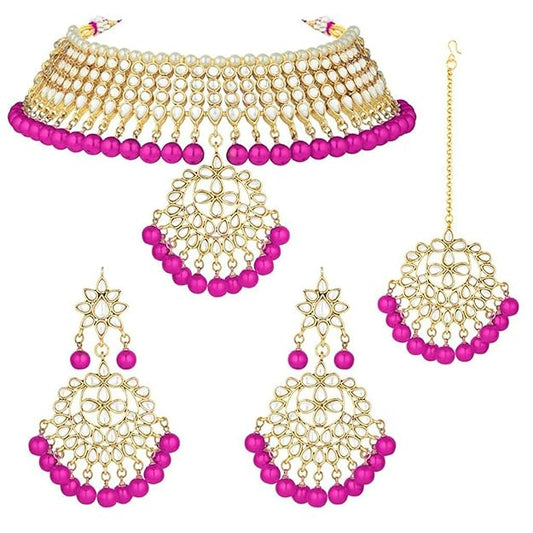 Bridal Kundan Jewellery Pearl Choker Set