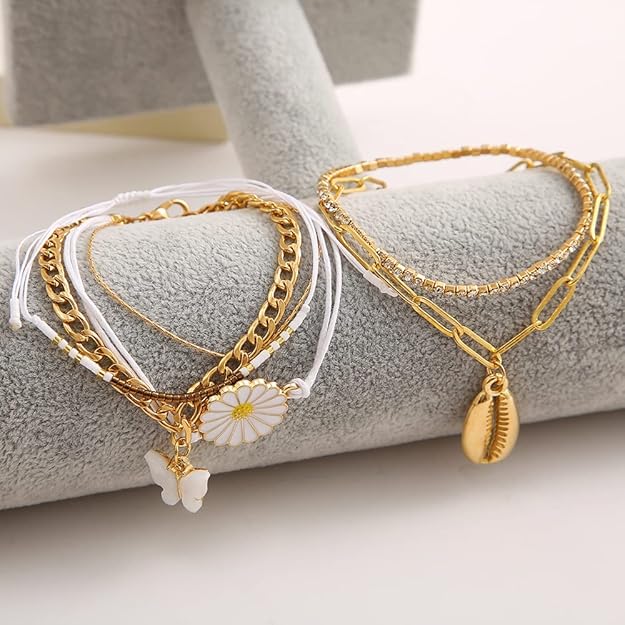 Set of 6 Latest Stylish Multilayer Charm Bracelet for Women and Girls