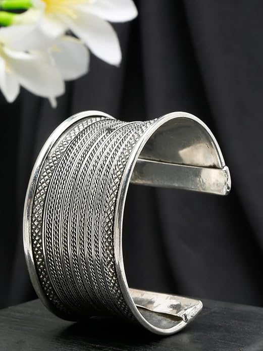 Oxidized Bangles Silver Cuff Bracelet