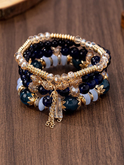 Bohemian Multilayer Crystal Bead Charm Bracelet