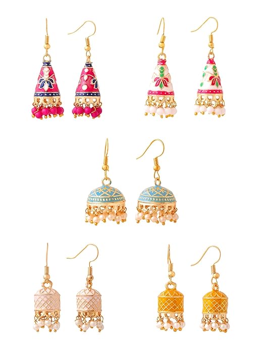 Traditional Jhumki Earrings Combo of 5 Pairs
