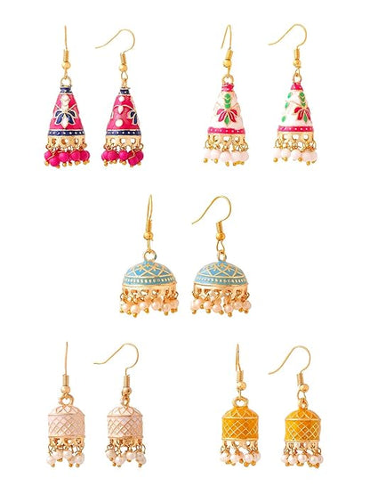 Traditional Jhumki Earrings Combo of 5 Pairs