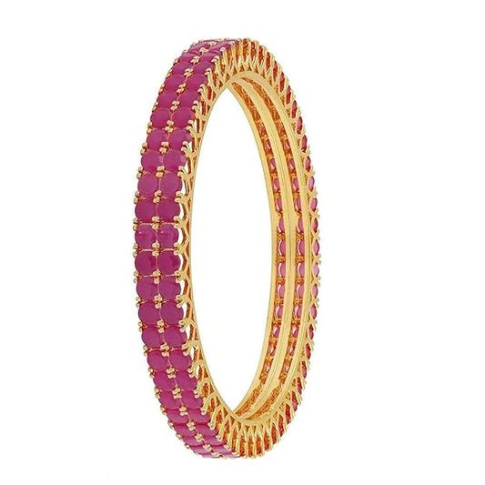 AD Jewellery India Red Ruby CZ Bangles Set
