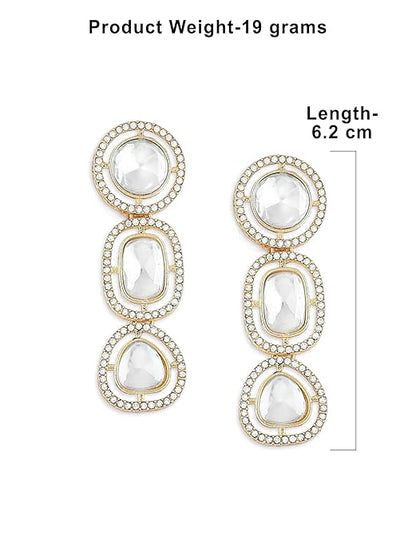 Diamond dangle earrings with sparkling finish