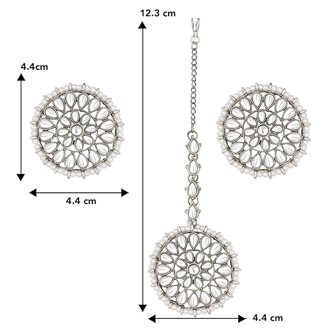 Mang Tika Bridal in Traditional Kundan Pearl Earring Jewellery Set