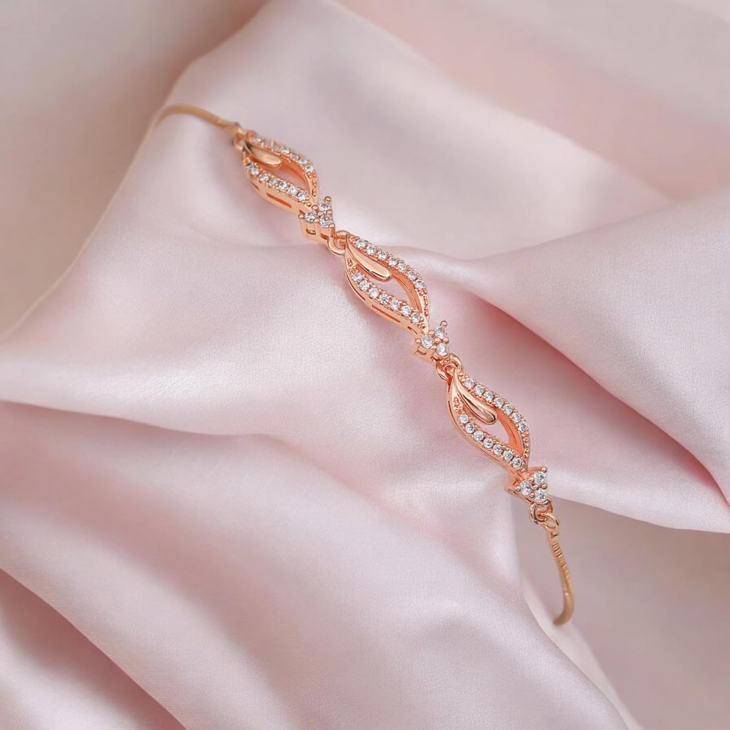 Adjustable Diamond Crystal Rose Gold Charm Bracelet