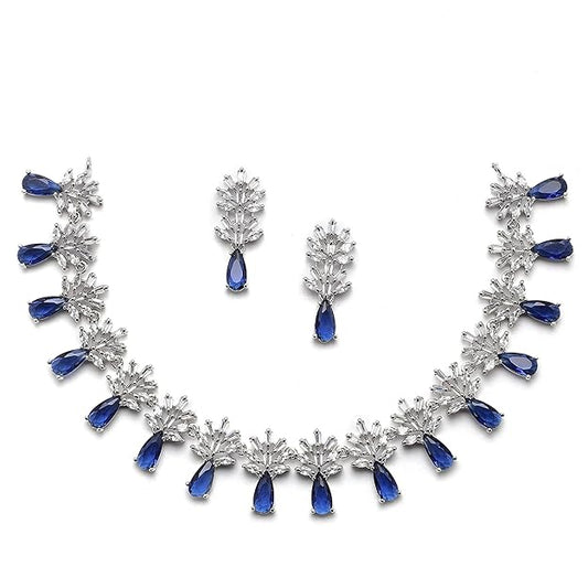 American Diamond Teardrop Shaped Necklace & Earrings Set