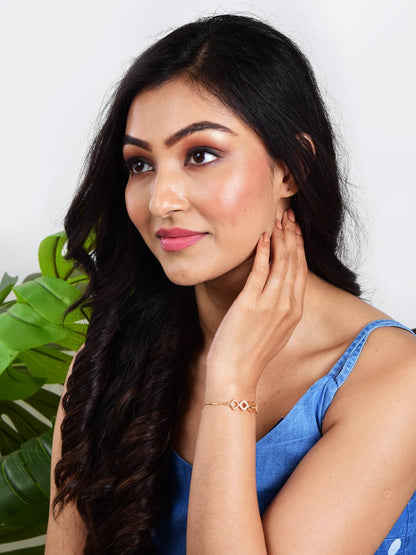 Adjustable Diamond Crystal Rose Gold Charm Bracelet