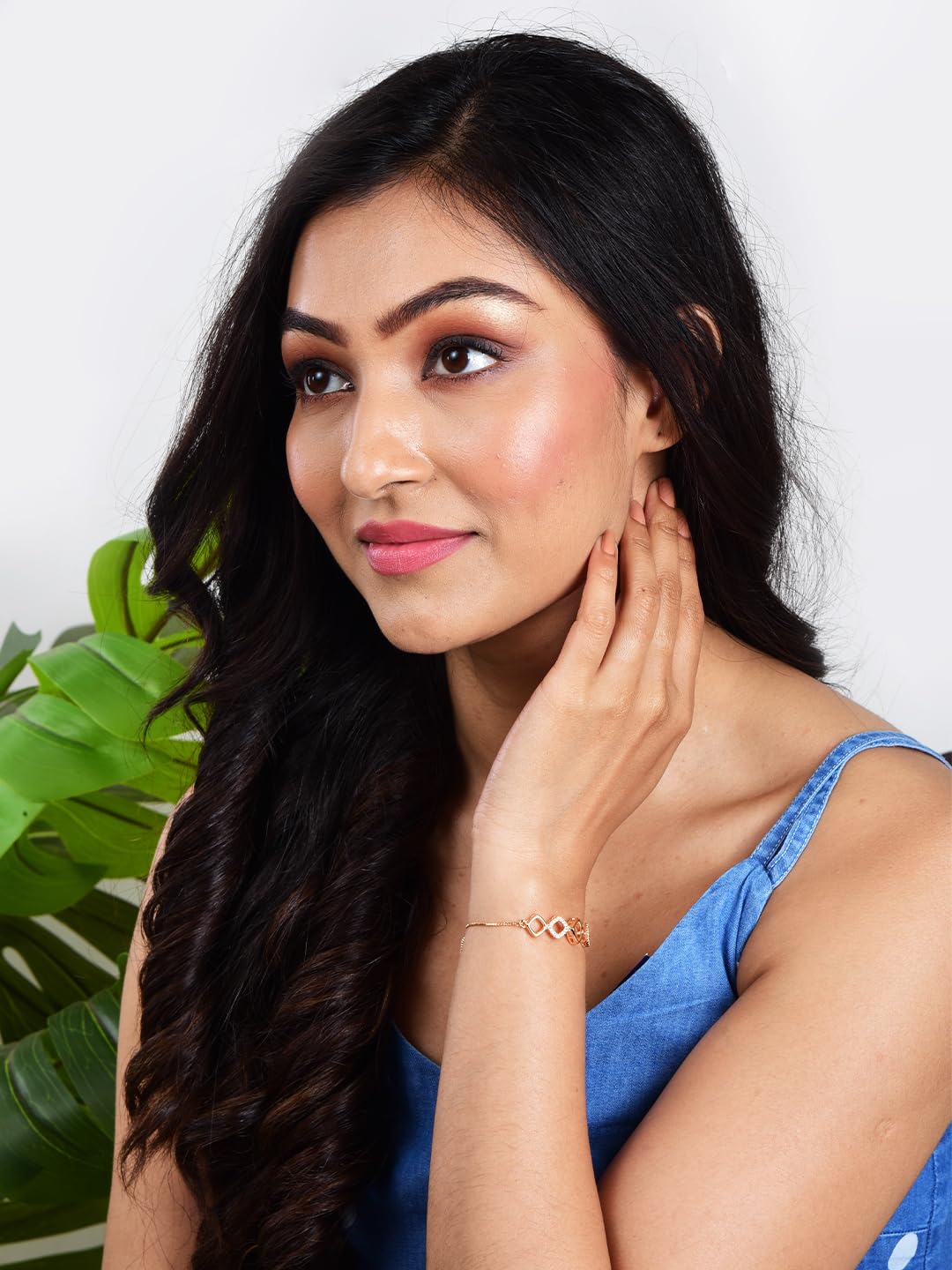 Adjustable Diamond Crystal Rose Gold Charm Bracelet