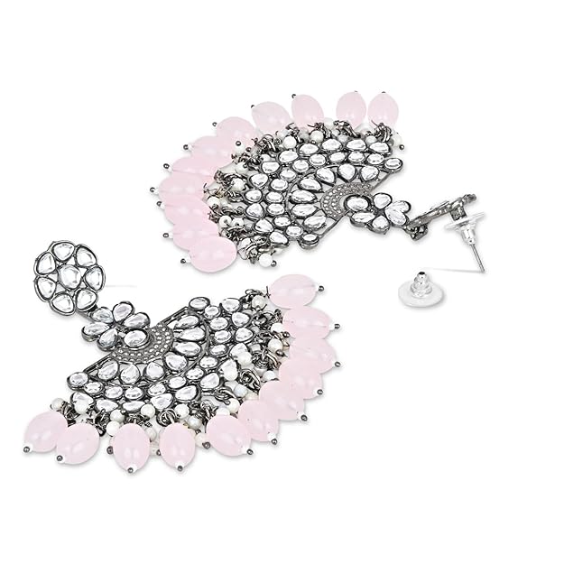 Pure silver chandbali earrings with traditional Indian craftsmanship