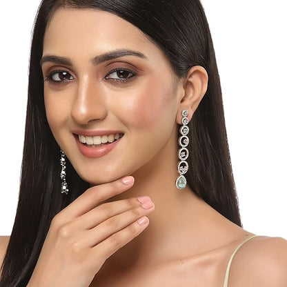 American Diamond Circular Drop Earrings