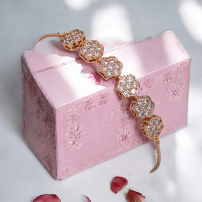 Adjustable Diamond Crystal Rose Gold Charm Bracelet