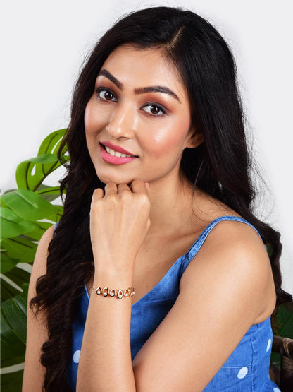 Adjustable Diamond Crystal Rose Gold Charm Bracelet