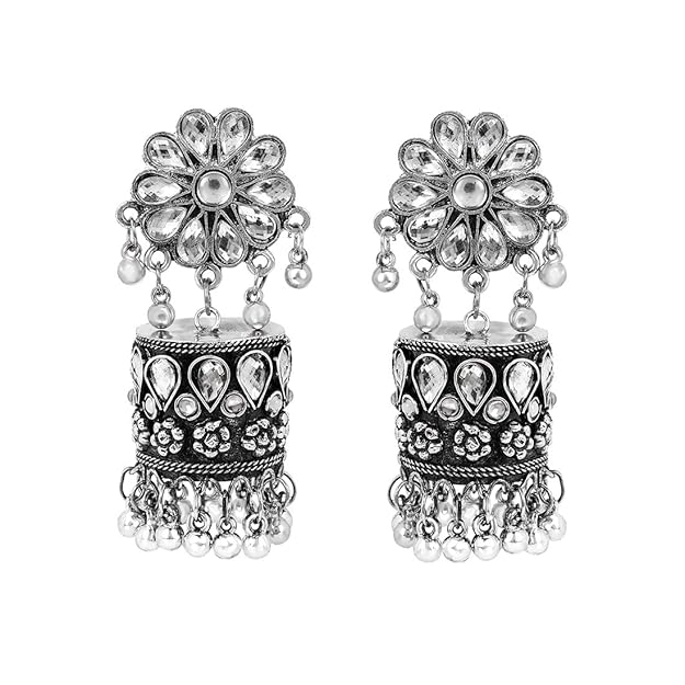 German silver earrings with traditional design