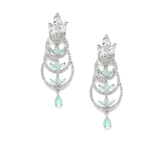 American Diamond Crescent Dangle Earrings